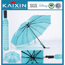 ISO 9001 Publicité Forme de bouteille de vin Parapluie pliant